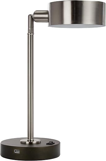 Major-Q Elegance LED USB Bedroom Office Table & Desk Lamp Modern Light - Brushed Steel Silver