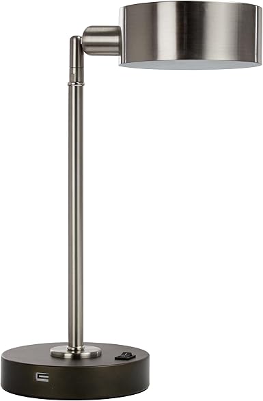 Major-Q Elegance LED USB Bedroom Office Table & Desk Lamp Modern Light - Brushed Steel Silver