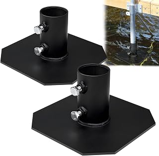 folosem 2 Pack Stationary Dock Bottom Pad, 8"x8" Dock Base Plate with 2-1/8" (5.3cm) Inner Diameter, Dock Pipe Post Leg Holder Bracket, Anti-Sinking Dock Hardware for Wooden & Aluminum Docks - Image 1