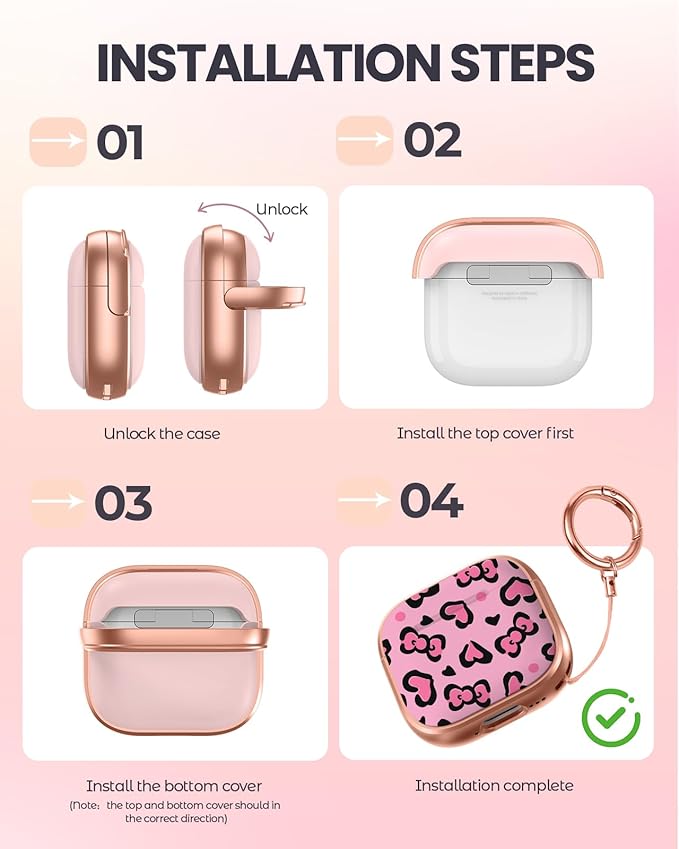 Coralogo for AirPods 4 Case with Safety Lock - Cute Cartoon for Women Girls Fashion Stylish Leopard Pattern Design Kawaii Girly Girlish Hard Protective Cover for AirPods 4th Generation 2024