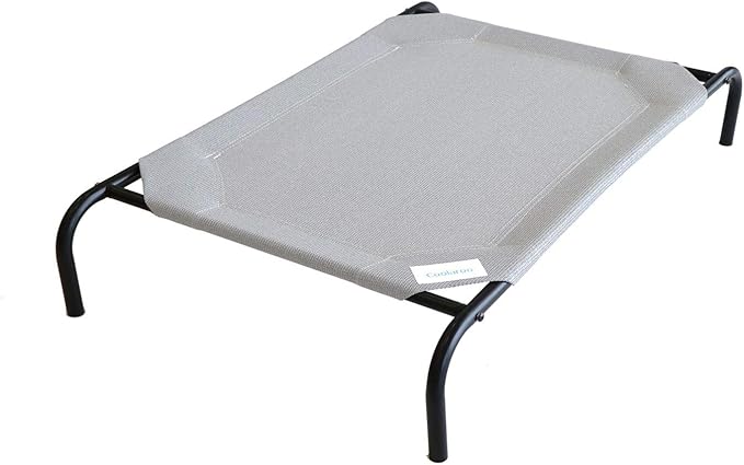 Coolaroo Original Elevated Dog Bed - Breathable Off-The-Ground Pet Bed with Cooling Fabric, Joint Relief & Moisture-Resistant Fabric, 100% Recyclable, Easy Clean, Grey, Large