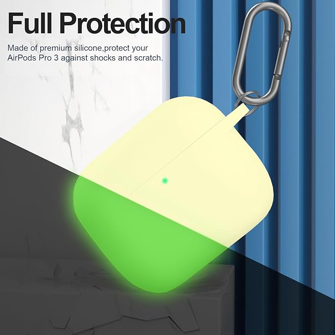 ATUAT for AirPods Pro 3 Case Cover with Cleaner, Protective Soft Silicone Skin with Keychain for Women Men for Apple AirPods Pro 3rd Generation Case(2025), Front LED Visible, Fluorescent Green