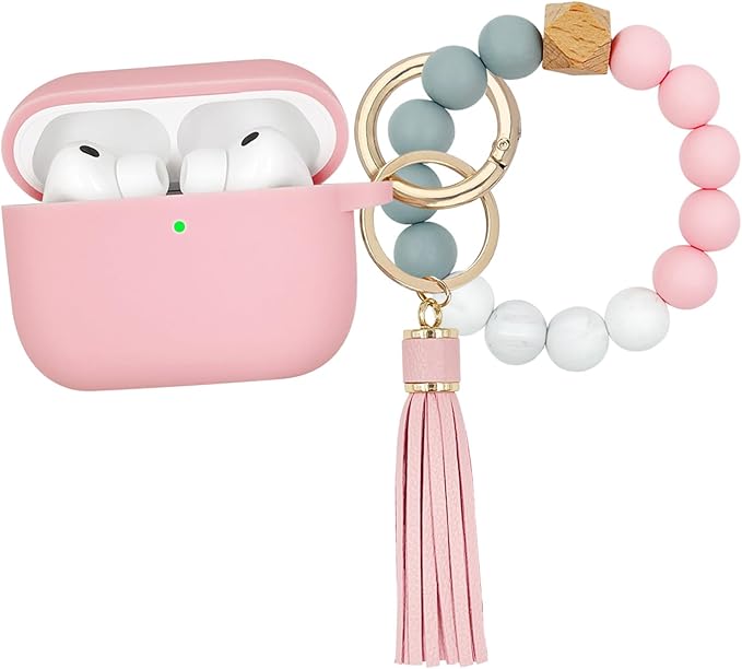 Compatible with AirPods Pro 3 Case Cover 2025, Silicone Protective Cover with Bracelet Keychain for Apple AirPods Pro 3rd Generation Wireless Earbuds (Pink)