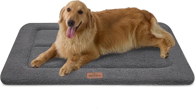Reversible Dog Crate Pad Bed for Large Dogs,Washable & Non-Slip Kennel Pet Mat, High Density Foam and Soft Fleece Cat Bed for Indoor & Outdoor Use, 41" x 28", Dark Gray