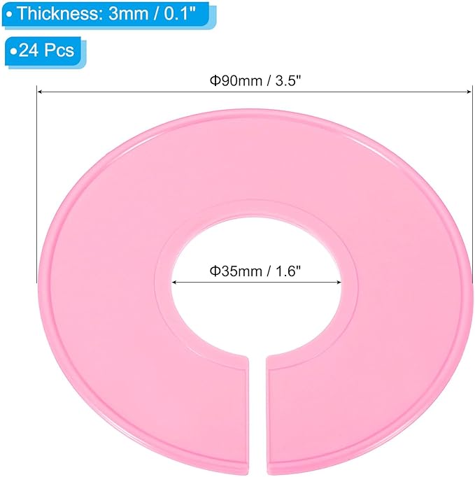 PATIKIL Clothes Dividers, 24 Pack Clothing Rack Size Dividers Blank Labels Sorting Round Separator for Closet, Pink