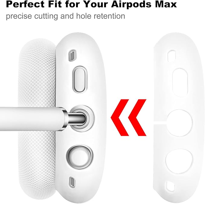 Case for Airpods Max Headphones, Ear Pad Case Cover/Ear Cups Co ver/Headband for AirPods Max (USB-C/Lightning)(2024/2020), Silicone for Apple Airpod Max, Accessories Cases(White)