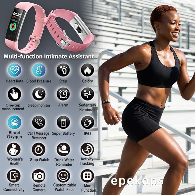 Fitness Tracker with Heart Rate Monitor/Step Counter/Calories, Activity Tracker Smart Watch Slim Smart Bracelet Sleep Monitor, IP68 Waterproof, Pedometer Health Tracker for Man Women