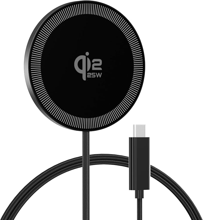25W Magnetic Wireless Charging Pad: Qi2.2 Qi2 MagSafe Fast Charger for iPhone Air 17e 17 16 15 14 Pro Max, Samsung Galaxy S26 S25, Google Pixel 10 & AirPods, Gift Ideal for Desk Travel (Black, 1 Pack)