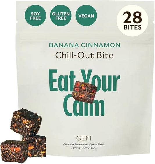 GEM Calm Bite | Supports Calm Mind & Clarity | Magnesium L-Threonate, Golden Chlorella, Lemon Balm | Holistic Non-Habit Forming | Gluten Free, Soy Free, Banana Cinnamon (28 Count)