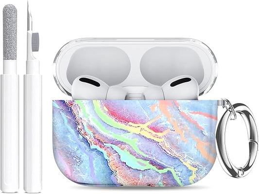 for AirPods Pro 3 Case (2025) with Cleaner Kit, Cute Soft Silicone Cover Compatible AirPods Pro 3rd Genera case with Keychain for Women Men with Keychain for Airpod Pro case(2025) Colorful Marble