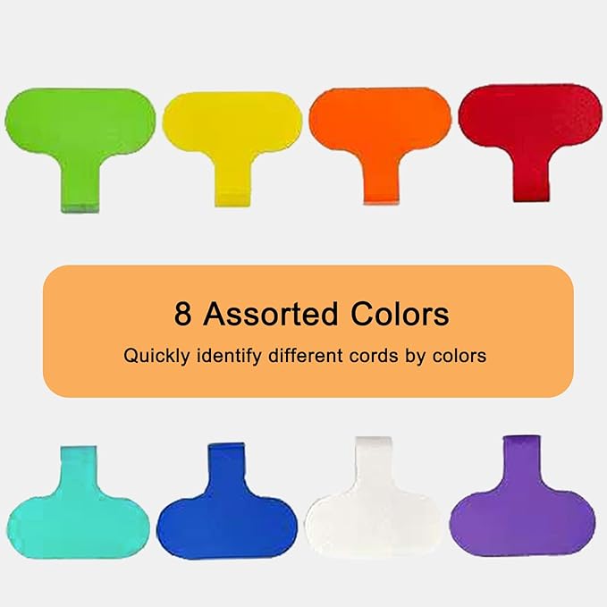 40 Pcs Multi Color Cable Labels, Oval Wire Labels for Electronics, Computer & Industrial Cable Management and Identification, Durable Cord Tags with Writable Surface in 8 Assorted Colors(1.5" x 0.78")