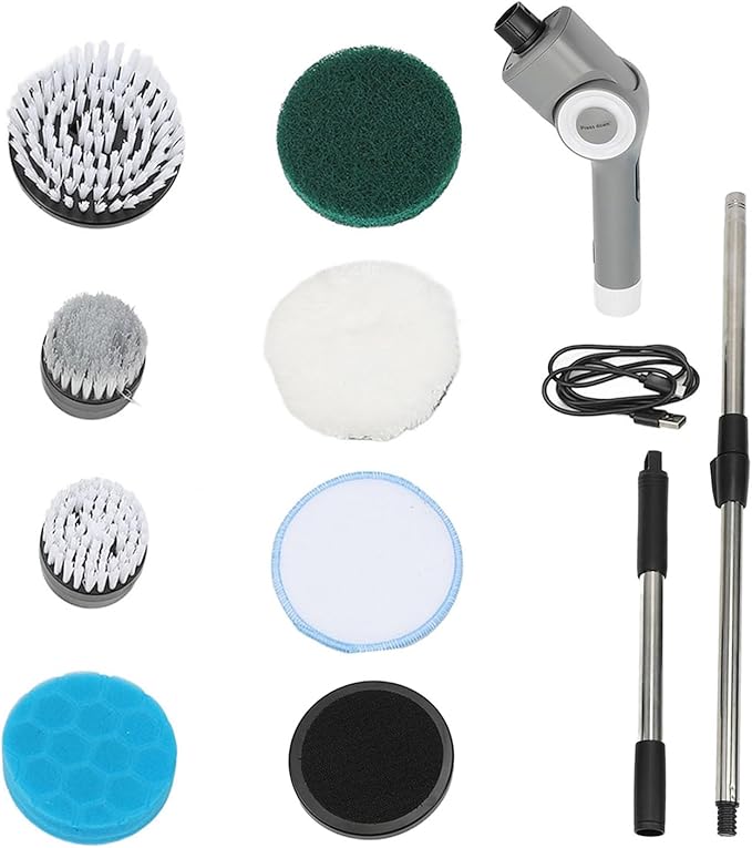 Electric Spin Scrubber Cordless | IPX7 Water - Safe with 7 Brush Heads | 3 Speed Scrubber for Bathroom Tile/Kitchen Sink/Grout Care | 100 Min Runtime, LED Display