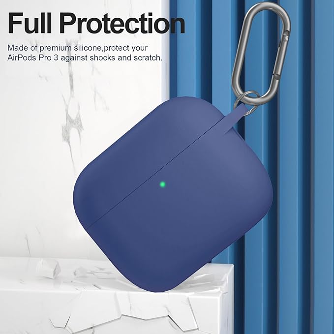 ATUAT for AirPods Pro 3 Case Cover with Cleaner, Protective Soft Silicone Skin with Keychain for Women Men for Apple AirPods Pro 3rd Generation Case(2025), Front LED Visible, Royal Blue
