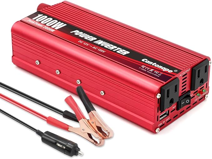 1000W Power Inverter DC 12V to 110V/120V AC Car Inverter with 3.1A USB Car Adapter and Cigarette Lighter for Vehicles Home Laptop Truck Trip