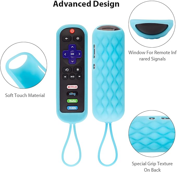 2 Pack TCL Roku Remote Cover Silicone Protective Case for Roku TV Express/Premiere/Streaming Stick/Ultra RC280 Anti Slip Remote Sleeve Glow in The Dark (Glow Green +Glow Blue)