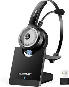 TECKNET Wireless Headset for Work Bluetooth Headphones with Mic USB Dongle