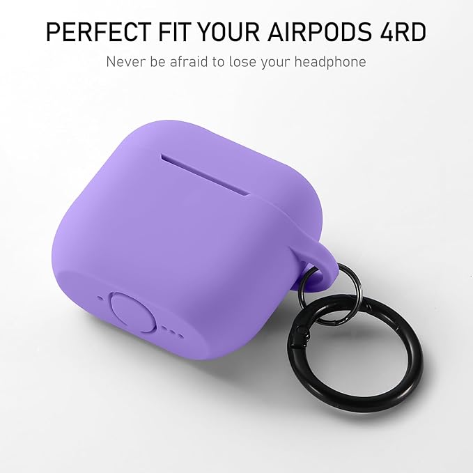 Maxjoy for Apple Airpods 4th Generation Case Cover(2024), Silicone Case with Cleaner Kit & Keychain Compatible Compatible with Airpods 4 case for Women,Men(Violet)