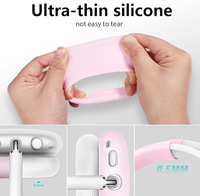 Filoto Case for Airpods Max Headphones, Ear Pad Case Cover/Ear Cups Co ver/Headband for AirPods Max (USB-C/Lightning)(2024/2020), Silicone for Apple Airpod Max, Accessories Cases(Pink)