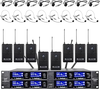 Wireless Microphone System UHF 8 Channel Lavalier Mic Bodypacks Lapel Mic 8 Headsets for Karaoke System Church Speaking Conference Meeting Classroom Wedding Party Meeting School - Image 1