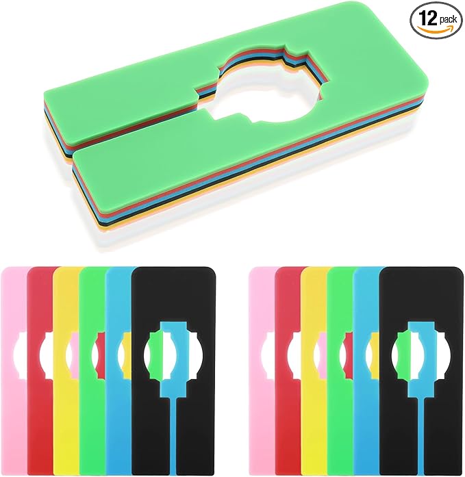 12 PCS Closet Dividers for Hanging Clothes, 6 Colors Closet Rack Dividers Plastic Clothing Size Divider Writable Reusable Separators Closets Labels Divider for Sorting Clothes Rack Sizes