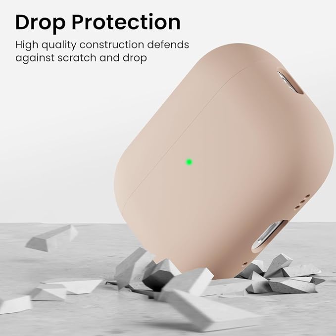 ORNARTO Compatible with AirPods Pro 3 Case 2025, Full Protective Hybrid Silicone for AirPods Pro 3rd Generation Case, Front LED Visible Skin Cover-Nude Taupe