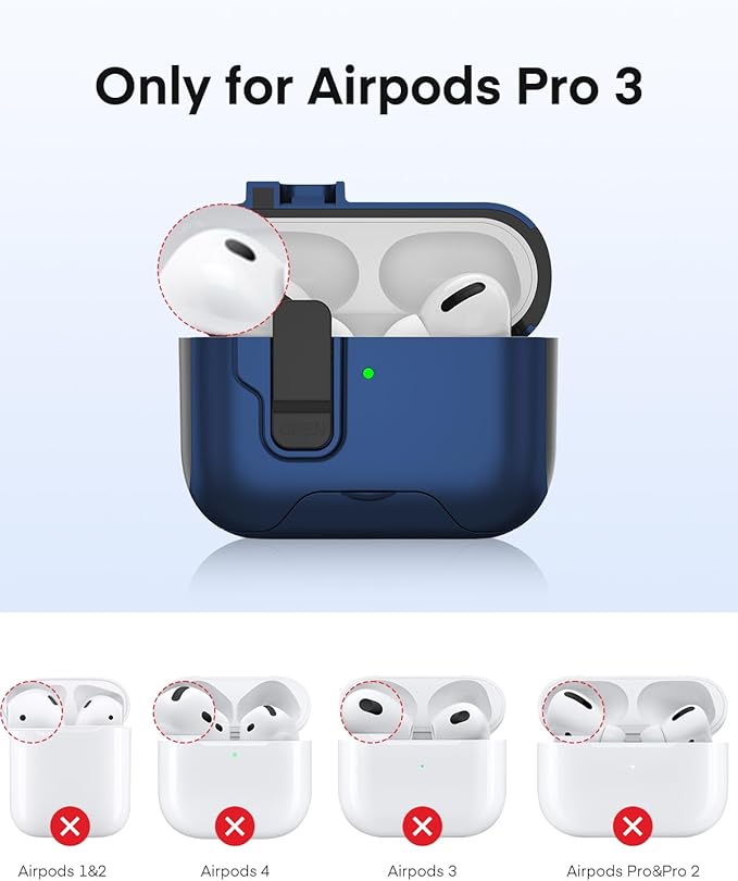 Maxjoy for AirPods Pro 3 Protective Case with Cleaning Kit, Military Hard Case with Lock Shock-Absorbing, Deep Blue