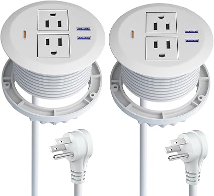 3-inch Desktop Power Grommet,2-Pack,PD30W USB-C,6.3ft Cord,White - Image 4