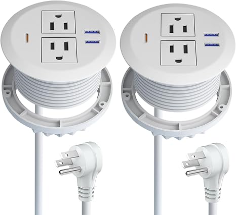 3-inch Desktop Power Grommet,2-Pack,PD30W USB-C,6.3ft Cord,White - Image 5