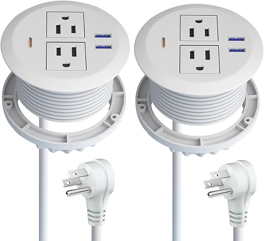 3-inch Desktop Power Grommet,2-Pack,PD30W USB-C,6.3ft Cord,White - Image 6