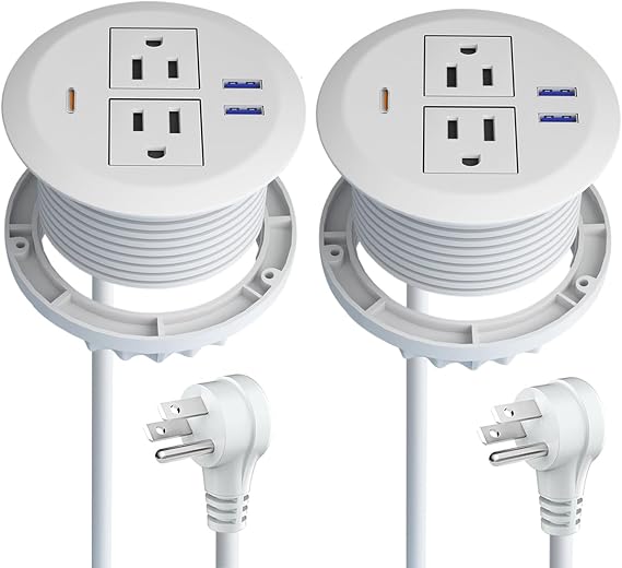3-inch Desktop Power Grommet,2-Pack,PD30W USB-C,6.3ft Cord,White - Image 7