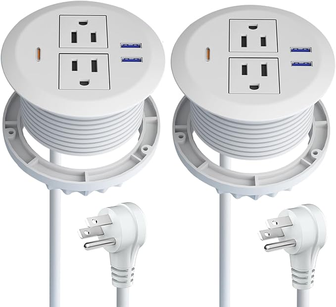 3-inch Desktop Power Grommet,2-Pack,PD30W USB-C,6.3ft Cord,White - Image 8