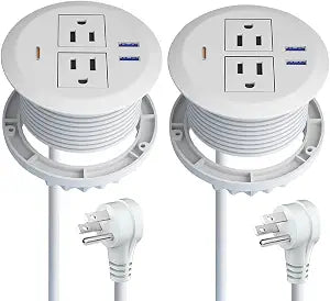 3-inch Desktop Power Grommet,2-Pack,PD30W USB-C,6.3ft Cord,White - Image 1
