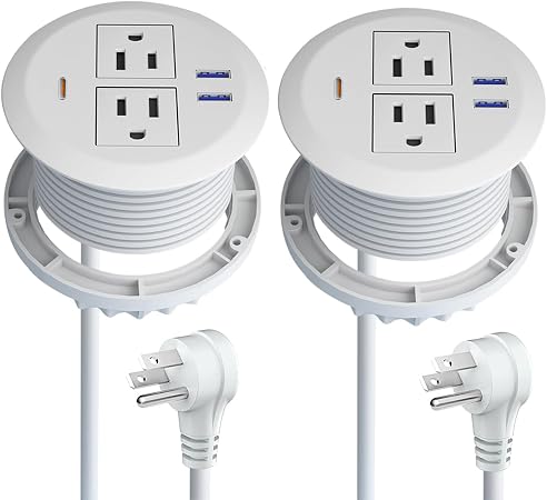 3-inch Desktop Power Grommet,2-Pack,PD30W USB-C,6.3ft Cord,White - Image 3