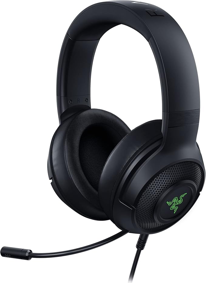 Razer Kraken V3 X Gaming Headset: 7.1 Surround Sound - Triforce 40mm Drivers - HyperClear Bendable Cardioid Mic - Chroma RGB Lighting - for PC - Classic Black