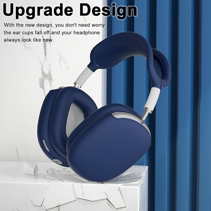 ATUAT for AirPods Max Headphones Case, Protective Silicone Case Cover Skin Accessories Anti-Scratch for Women Men for Apple AirPods Max 2024/2020 (USB-C/Lightning), Midnight Blue