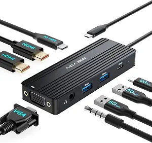 ACASIS USB C Docking Station Dual Monitors,8-in-1 Laptop Docking Station with Dual Monitor 2*HDMI +VGA +3 * 5G USB-A/C+3.5MM Audio+PD100W, Laptop Dock for Dell/HP/Lenovo ThinkPad（Black） - Image 1