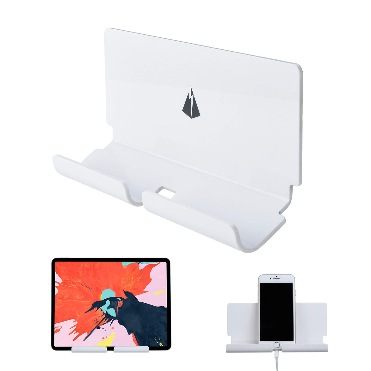 Adhesive Wall Phone Tablet Holder Mount Stand for Tablet Smartphones eReader Wall Holder Mount Shelf (White)