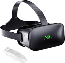 3D VR Headset, Virtual Reality 3D VR Glasses, Anti-Blue Light Adjustable 3D Headset Helmets for iPhone or Android Compatible with 4.5” to 6.7” inch with Controller(Black) - Image 1