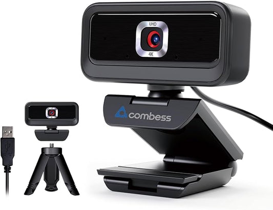4K Webcam for PC, Computer Camera for Desktop, USB Webcam with Tripod,2 Noise Reduction Mics, Built-in Privacy Cover, for PC/Zoom/Skype/Team/Laptop/MacBook/Windows