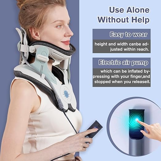 ALPHAY Cervical Neck Traction Device,Electric Air Pump with 3 Power Traction, Built-in 8 Airbag, Neck Pain Relief and Relaxation