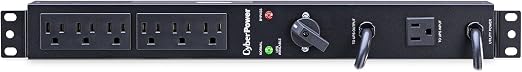 CyberPower MBP15A6 Maintenance Bypass PDU, 120V/15A, 6 Outlets, 1U Rackmount Black