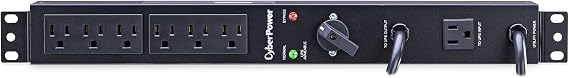 CyberPower MBP15A6 Maintenance Bypass PDU, 120V/15A, 6 Outlets, 1U Rackmount Black