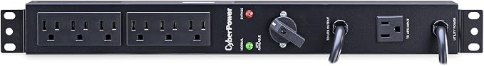 CyberPower MBP15A6 Maintenance Bypass PDU, 120V/15A, 6 Outlets, 1U Rackmount Black