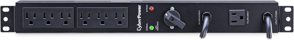 CyberPower MBP15A6 Maintenance Bypass PDU, 120V/15A, 6 Outlets, 1U Rackmount Black
