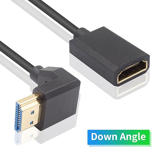 Duttek 8K HDMI 90 Degree Adapter 1Ft/30cm,[48Gbps, Extreme Slim/Thin ] Down Angle HDMI Male to Female Cable Support 8K@60Hz 4K@120 7680P for TV, Laptop, Projector, Monitor, Xbox