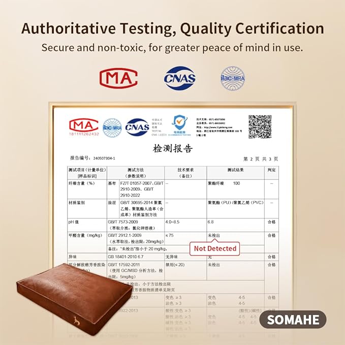Dog Bed Medium Size Dog Orthopedic Beds for Small Dogs with Removable Washable PU Leather Cover Waterproof Brown 27.5×19.6×4inch