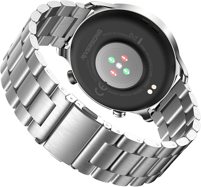RIVERSONG Smart Watch for Men, 1.43" AMOLED Display with Bluetooth Calling, Heart Rate, Sleep, and SpO2 Monitor, 100+ Sports Modes, for iPhone/Android, Titanium Silver