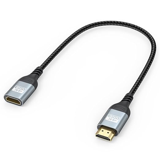 4K HDMI Extension Cable 1FT HDMI Extender, High Speed HDMI Male to Female Adapter Supports ARC, HDR, 3D, HDCP 2.2 Compatible with Fire TV Stick, Roku Devices, PS5, Xbox, HDTV, Laptop