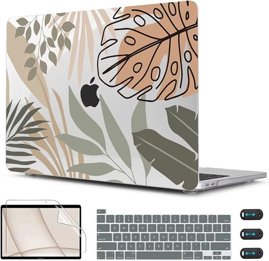 CISSOOK Compatible with MacBook Pro 13 inch Case M2 2025-2020 A2338 M1&M2 A2251 A2289, Plastic Hard Shell with Keyboard Cover &Screen Protector for MacBook Pro 13 Touch Bar, Tropical Leaf