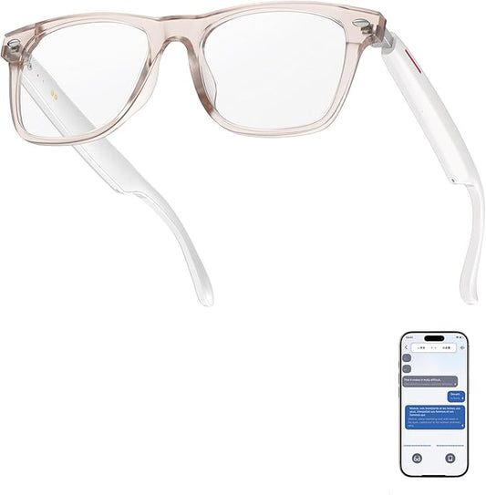 AI Smart Glasses, Multifunctional Bluetooth Sunglasses for Men & Women, 116 Languages & Accents Translator Device, Blue Light Filter & Polarized UV Protection Lenses Translation Glasses, Pink